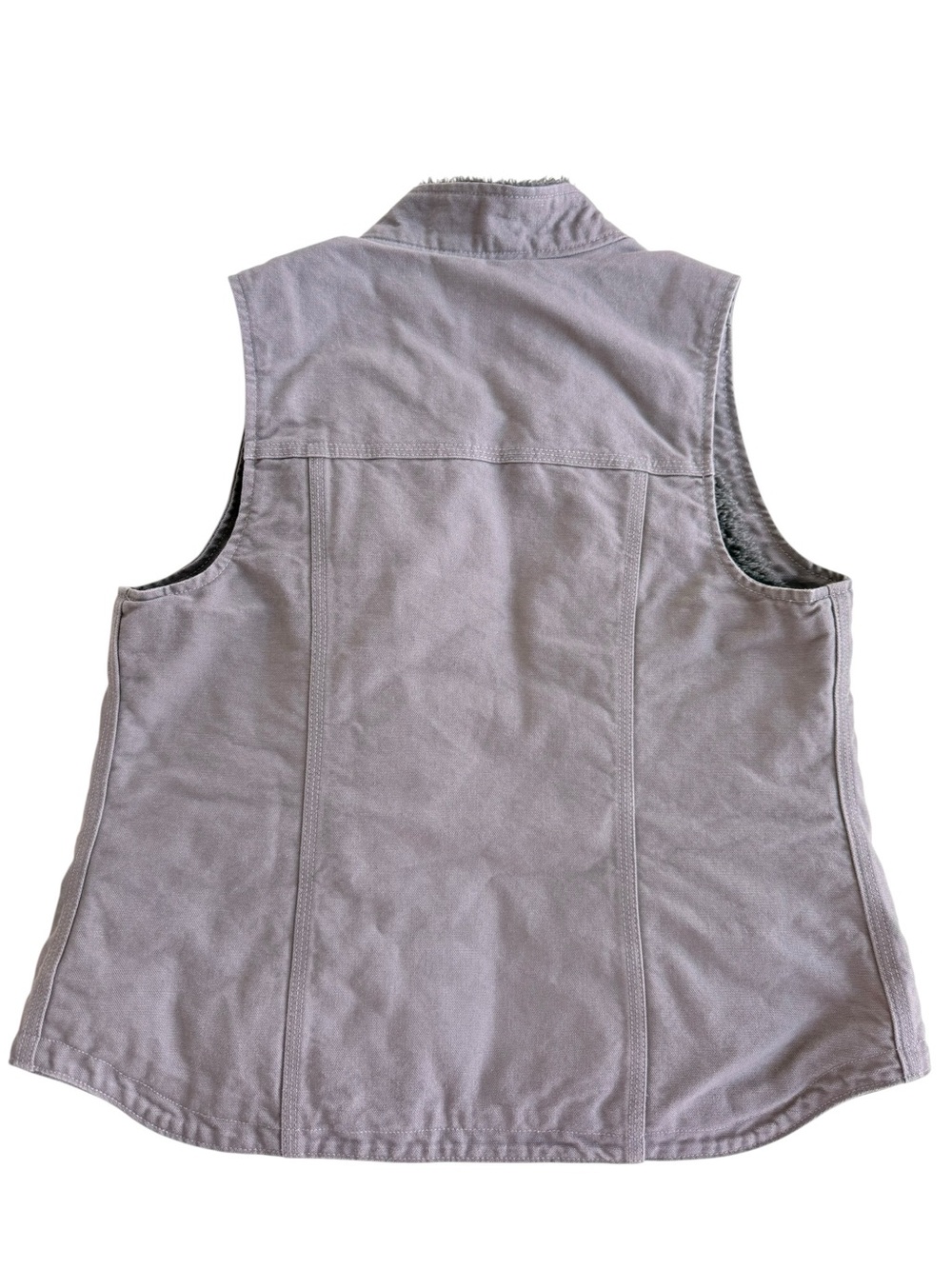 Carhartt Women’s Sherpa Lined Washed Duck Mock Neck Vest Brown S - Picture 3 of 6